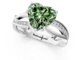 White gold Fancy Green Heart  Solitaire Twist Band with Pavé Accents and Four-Prong Setting_21