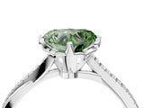 White gold Fancy Green Heart  Solitaire Twist Band with Pavé Diamonds and Four-Prong Setting_57