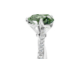 White gold Fancy Green Heart  Solitaire Twist Band with Pavé Diamonds and Four-Prong Setting_59