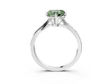 White gold Fancy Green Heart  Solitaire Twist Band with Pavé Diamonds and Four-Prong Setting_60