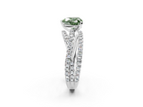 White gold Fancy Green Heart  Solitaire Twist Band with Pavé Setting and Four-Prong Setting_2