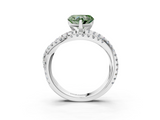 White gold Fancy Green Heart  Solitaire Twist Band with Pavé Setting and Four-Prong Setting_3