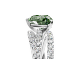 White gold Fancy Green Heart  Solitaire Twist Band with Pavé Setting and Four-Prong Setting_5