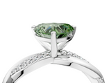 White gold Fancy Green Heart  Solitaire Twist Band with Pave Prong Setting_4