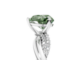 White gold Fancy Green Heart  Solitaire Twist Band with Pave Prong Setting_5