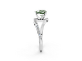 White gold Fancy Green Heart  Solitaire Twist Band with Pave Set Diamonds and Four-Prong Setting_2