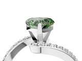 White gold Fancy Green Heart  Solitaire Twist Band with Pave Set Diamonds and Four-Prong Setting_4