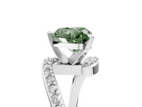 White gold Fancy Green Heart  Solitaire Twist Band with Pave Set Diamonds and Four-Prong Setting_5
