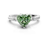 White gold Fancy Green Heart  Solitaire Twisted Band Prong Set Engagement Ring_65