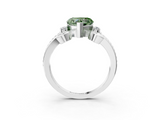 White gold Fancy Green Heart  Solitaire Twisted Band Scroll Prong Ring_6