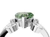 White gold Fancy Green Heart  Solitaire Twisted Band Scroll Prong Ring_7