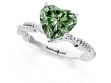White gold Fancy Green Heart  Solitaire Twisted Band with Bead Prong Setting_45