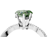 White gold Fancy Green Heart  Solitaire Twisted Band with Bead Prong Setting_48
