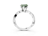 White gold Fancy Green Heart  Solitaire Twisted Band with Bead Prong Setting_52