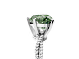 White gold Fancy Green Heart  Solitaire Twisted Band with Bead Prong Setting_54