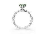 White gold Fancy Green Heart  Solitaire Twisted Band with Pavé Accents and Four-Prong Setting_3