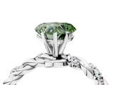 White gold Fancy Green Heart  Solitaire Twisted Band with Pavé Accents and Four-Prong Setting_4
