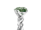 White gold Fancy Green Heart  Solitaire Twisted Band with Pavé Accents and Four-Prong Setting_5