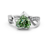 White gold Fancy Green Heart  Solitaire Twisted Band with Prong Setting_3