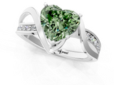 White gold Fancy Green Heart  Solitaire Twisted Band with Prong Setting_4