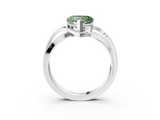 White gold Fancy Green Heart  Solitaire Twisted Band with Prong Setting_6