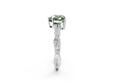 White gold Fancy Green Heart  Solitaire Twisted Pave Diamond Ring with Four-Prong Setting_154