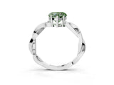 White gold Fancy Green Heart  Solitaire Twisted Pave Diamond Ring with Four-Prong Setting_155