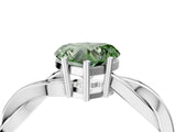 White gold Fancy Green Heart  Solitaire Twisted Pave Diamond Ring with Four-Prong Setting_156