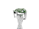 White gold Fancy Green Heart  Solitaire Twisted Pave Diamond Ring with Four-Prong Setting_157