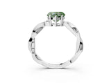 White gold Fancy Green Heart  Solitaire Twisted Pave Diamond Ring with Four-Prong Setting_15
