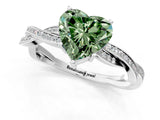 White gold Fancy Green Heart  Solitaire Twisted Pave Diamond Ring with Four-Prong Setting_26