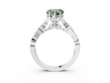 White gold Fancy Green Heart  Solitaire Vine Band with Milgrain Prong Setting_6