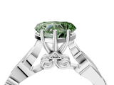 White gold Fancy Green Heart  Solitaire Vine Band with Milgrain Prong Setting_7