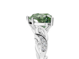 White gold Fancy Green Heart  Solitaire Vine Band with Milgrain Prong Setting_8