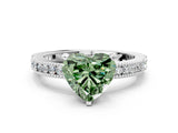 White gold Fancy Green Heart  Solitaire with Pavé Band and Four-Prong Setting_29