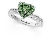 White gold Fancy Green Heart  Solitaire with Pavé Band and Four-Prong Setting_30