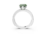 White gold Fancy Green Heart  Solitaire with Pavé Band and Four-Prong Setting_32