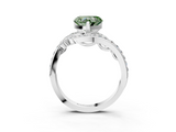 White gold Fancy Green Heart  Solitaire with Pavé Twist Band and Four-Prong Setting_3