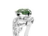 White gold Fancy Green Heart  Solitaire with Pavé Twist Band and Four-Prong Setting_5
