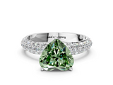 White gold Fancy Green Heart  Solitaire with Pave Band and Four-Prong Setting_3