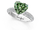 White gold Fancy Green Heart  Solitaire with Pave Band and Four-Prong Setting_4
