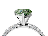 White gold Fancy Green Heart  Solitaire with Pave Band and Four-Prong Setting_7