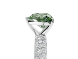 White gold Fancy Green Heart  Solitaire with Pave Band and Four-Prong Setting_8
