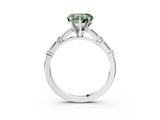 White gold Fancy Green Heart  Solitaire with Side Baguettes and Channel Set Band_3