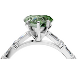 White gold Fancy Green Heart  Solitaire with Side Baguettes and Channel Set Band_4
