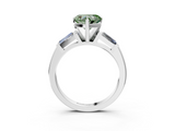White gold Fancy Green Heart  Solitaire with Tapered Baguette Side Stones on a Classic Band with Four-Prong Setting_3