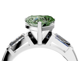White gold Fancy Green Heart  Solitaire with Tapered Baguette Side Stones on a Classic Band with Four-Prong Setting_4