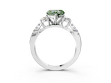 White gold Fancy Green Heart  Three-Stone Diamond Ring with Pavé Split Shank and Four-Prong Setting_3