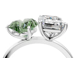 White gold Fancy Green Heart  and Emerald Cut Toi Moi Ring with Prong Setting_33