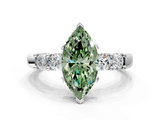 White gold Fancy Green Marquise  Brilliant Cut Diamond Five-Stone Prong Set Engagement Ring with Channel Band_20